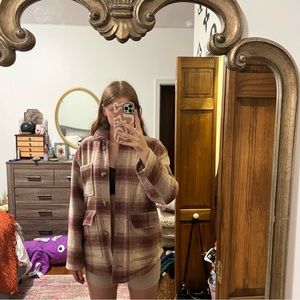 Super cute oversized shacket with faux sherpa lining